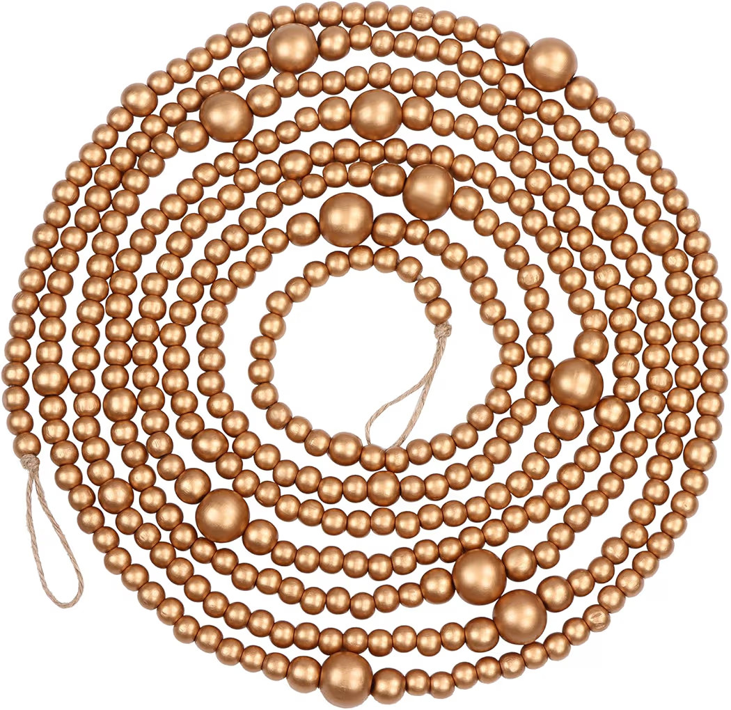 15 Feet Christmas Wooden Beads Xmas Bead Garland Round Craft Bead Garland Farmhouse Bead Garland ... | Amazon (CA)