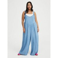 Wide-Leg Lightweight Denim Overall in Light Blue-Denim | Torrid (US & Canada)