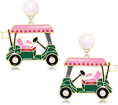 Golf Ball Bag Cart Earrings - Statement Golf Themed Jewelry for Women's Sport Game Day Outfits & ... | Amazon (US)