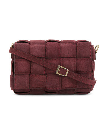 Made In Italy Suede Large Woven Satchel | TJ Maxx