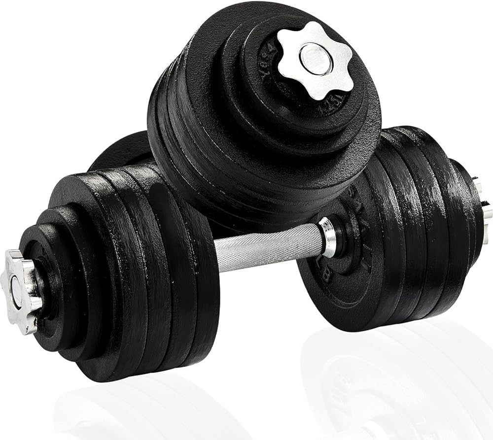 Yes4All Cast Iron Weights Adjustable Dumbbell Sets for Home Gym with Bars, Plates, Collars | Amazon (US)