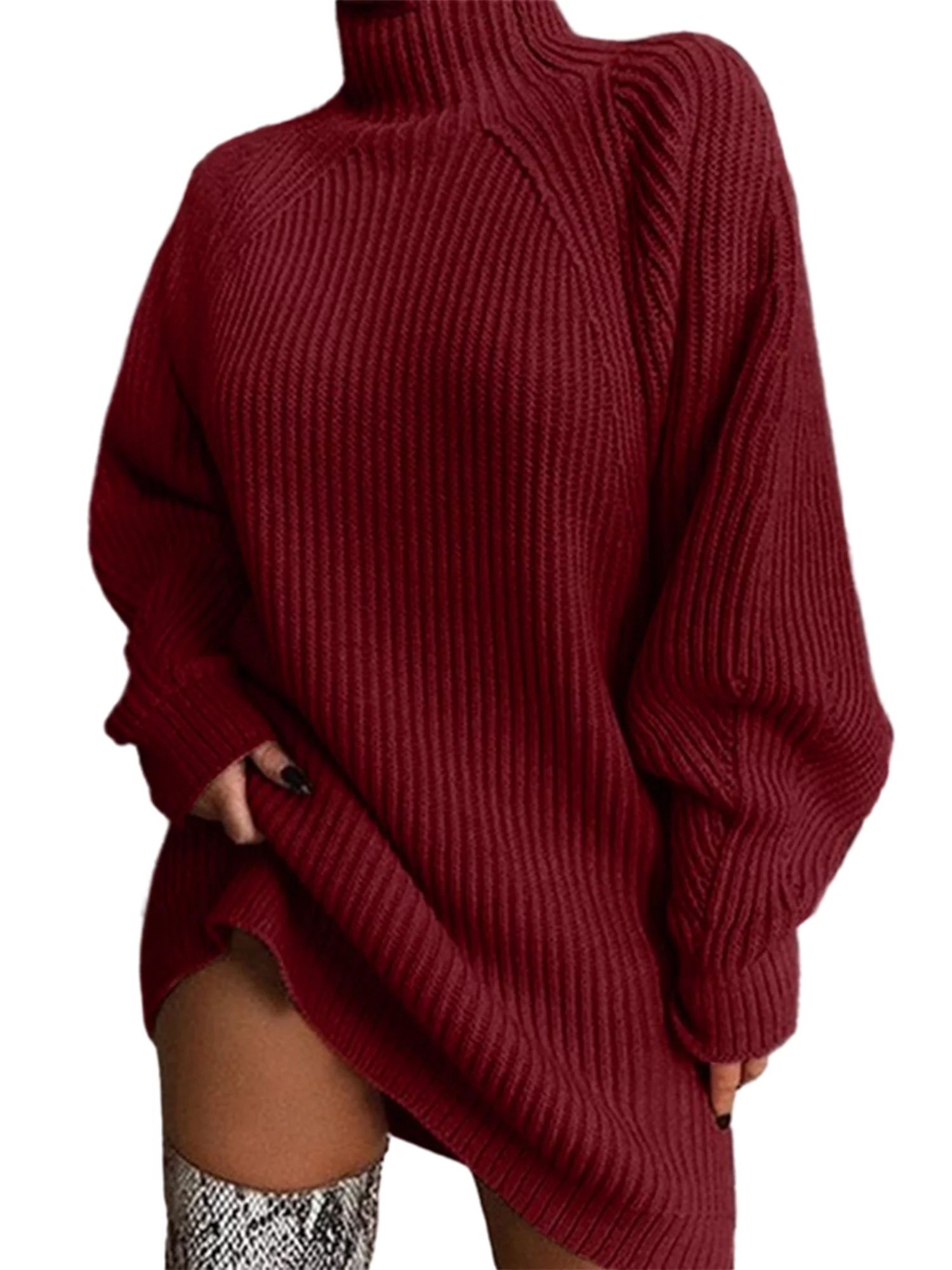 Sexy Dance Sweater For Women Turtleneck Warm Sweater Dress Winter Chunky Long Jumper Sweater Over... | Walmart (US)
