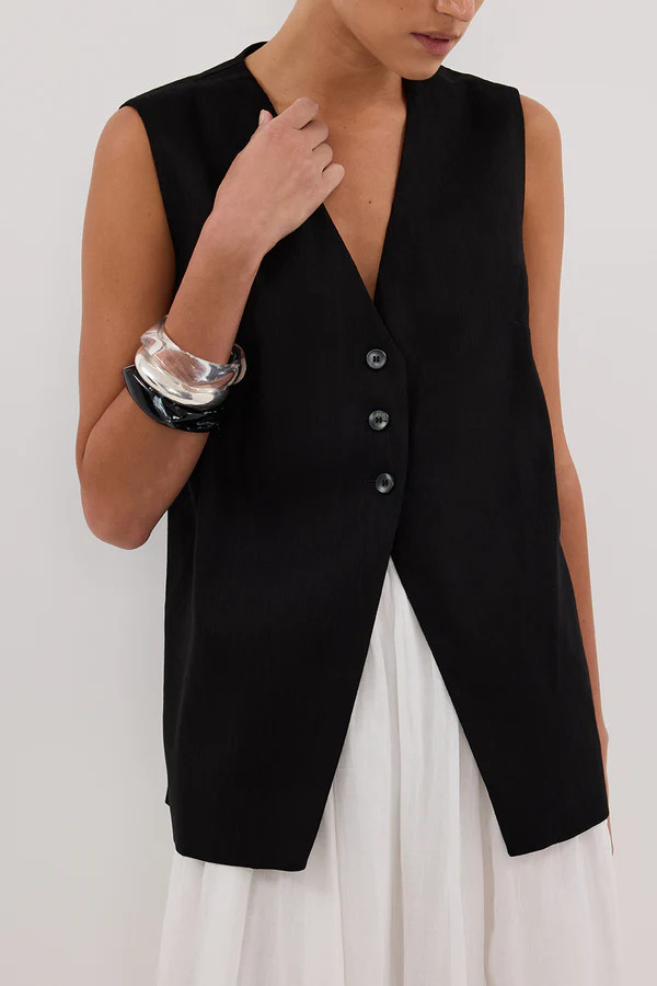 BRAX BLACK LONGLINE VEST | DISSH