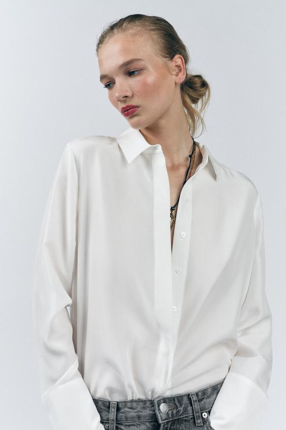 ZW COLLECTION 100% SILK SLIM SHIRT | Zara UK