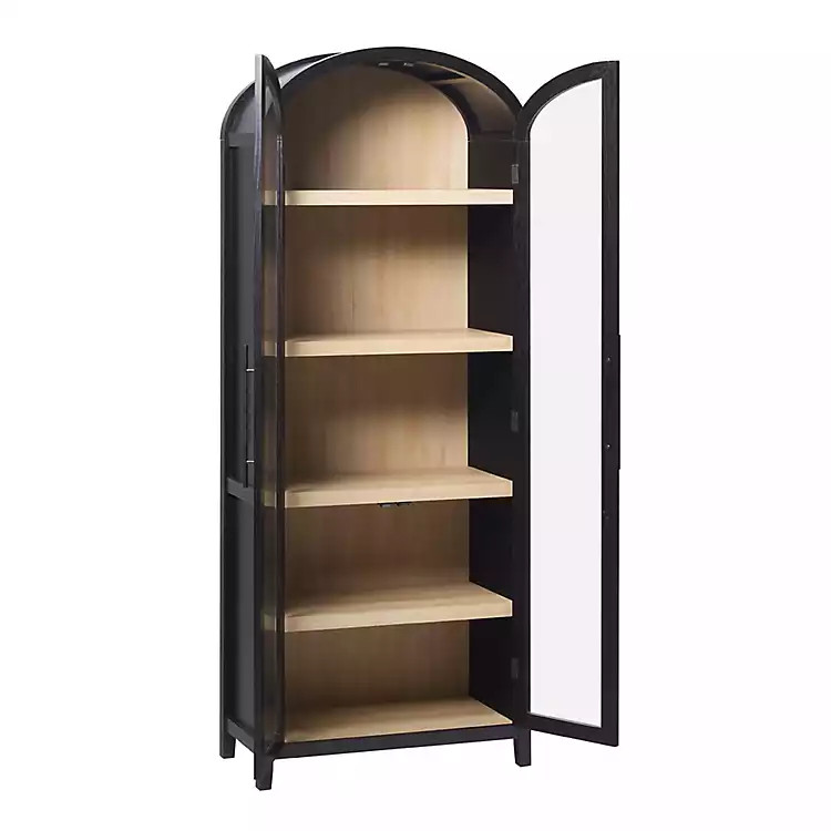 Black Arched Glass Doors Chantelle Bookcase | Kirklands Home | Kirklands