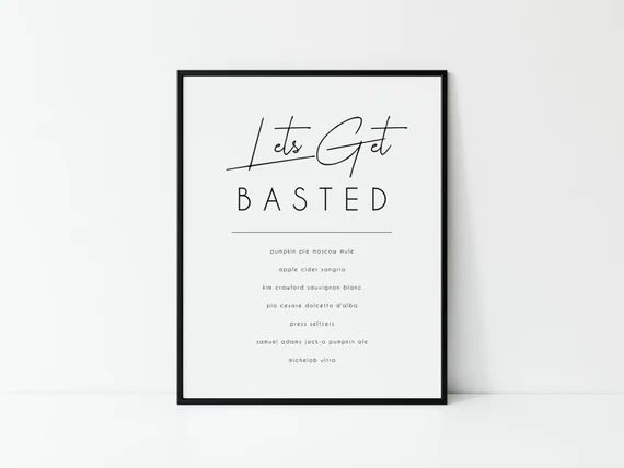 Let's Get Basted Drink Menu Bar List - Thanksgiving or Friendsgiving - 8x10 - Editable Canva Temp... | Etsy (US)
