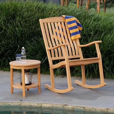 Cynthia Porch Teak Rocking Chair Color: Natural Teak | Wayfair North America