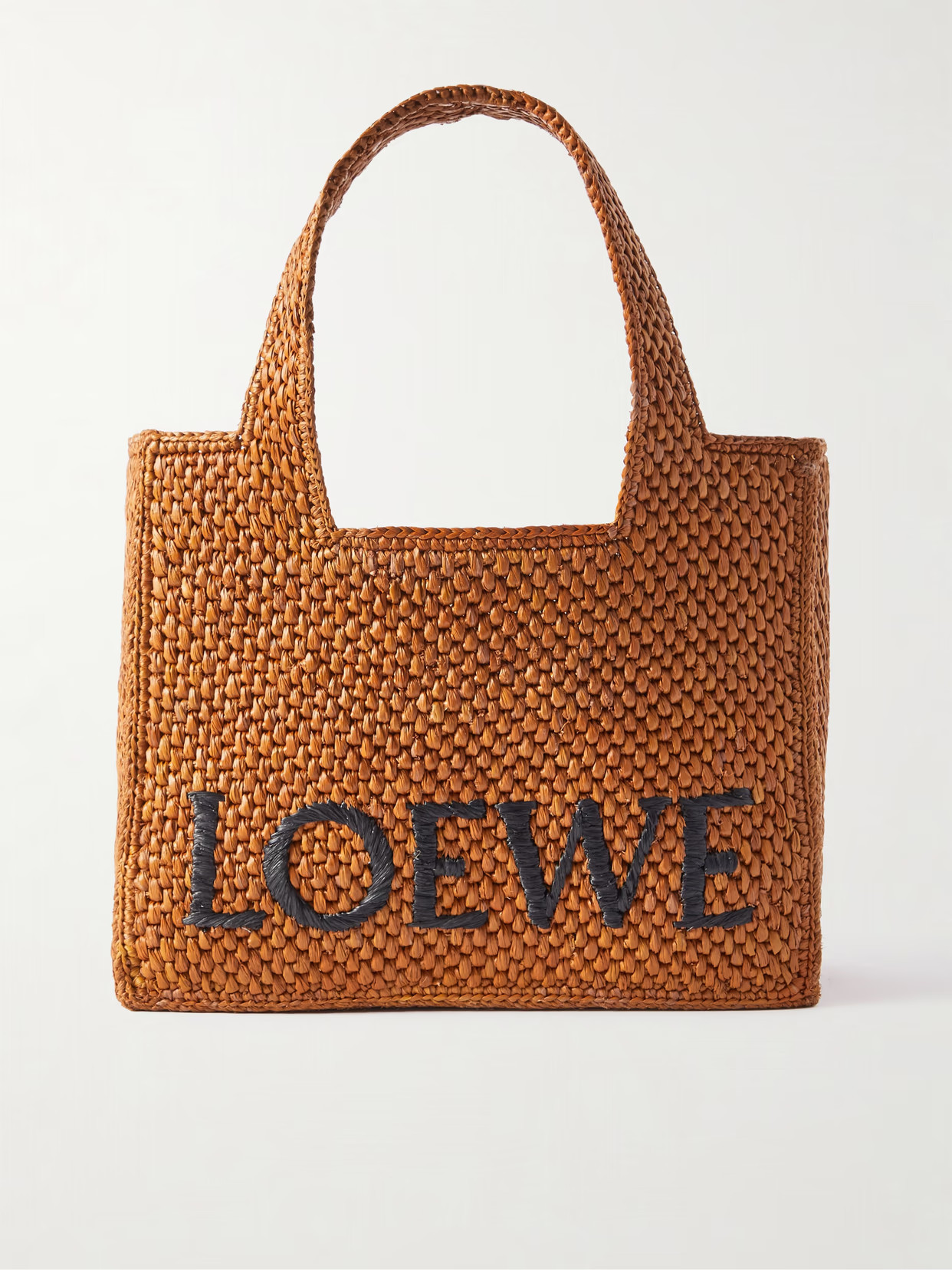 LOEWE - + Paula's Ibiza Small Embroidered Raffia Tote - Brick | NET-A-PORTER (UK & EU)