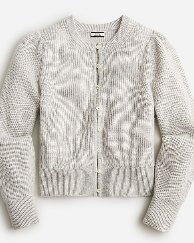 Cashmere puff-sleeve cardigan sweater | J. Crew US