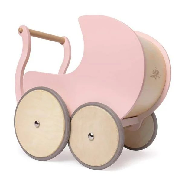 Kinderfeets 2-in-1 Versatile Baby Toddler Wooden Toy Walker Stroller Pram, Rose | Walmart (US)