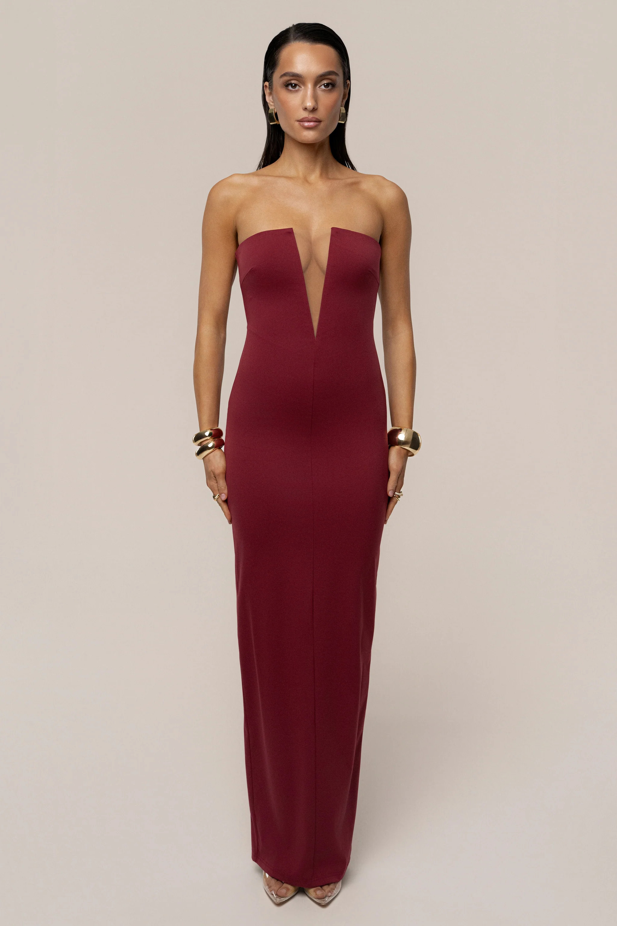 Burgundy Midnight Illusion Maxi Gown | JLUXLABEL US