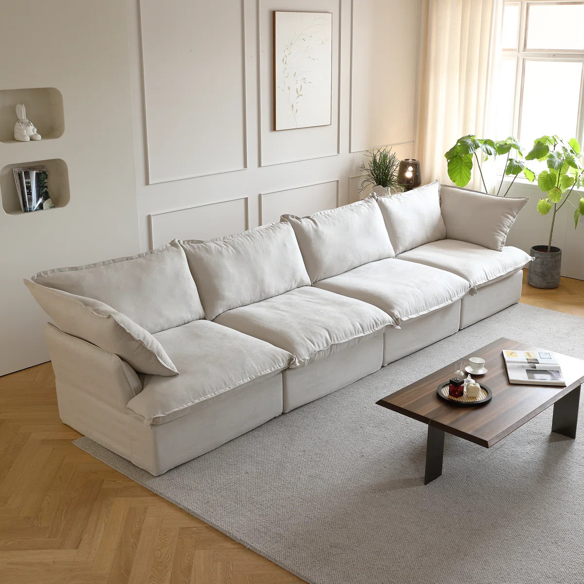 Fairford 4-Piece Upholstered Modern Corduroy Fabric Sectional Sofa | Wayfair North America
