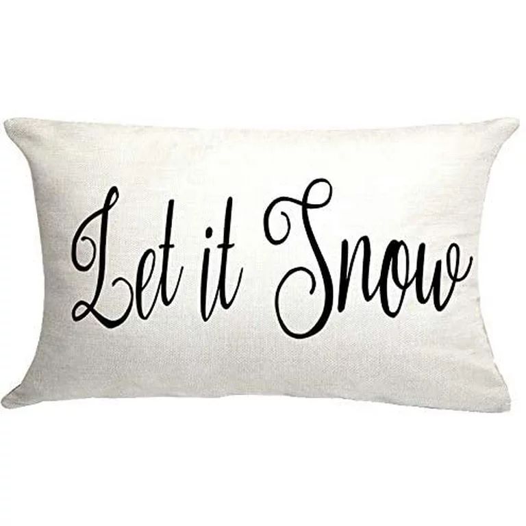 Let It Snow Throw Pillow Cover Farmhouse Christmas Cuhion Cover Winter Farm Decor 20x12 inch Outd... | Walmart (US)