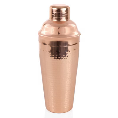 Twine Hammered Copper Cocktail Shaker, Stainless Steel Cobbler Shaker With Strainer, Copper Plated, 25 Ounces, Set of 1 | Target