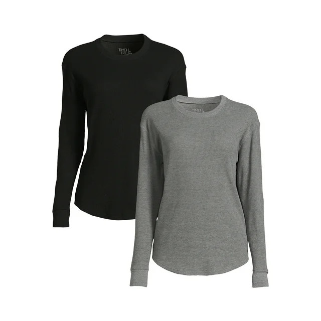 Time and Tru Women's Thermal Top with Long Sleeves, 2-Pack, Sizes XS-XXXL | Walmart (US)