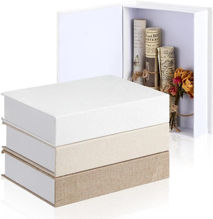 3 Pcs Faux Books for Decorative Modern Book Boxes Decorative Linen Coffee Table Book for DIY Craf... | Amazon (US)