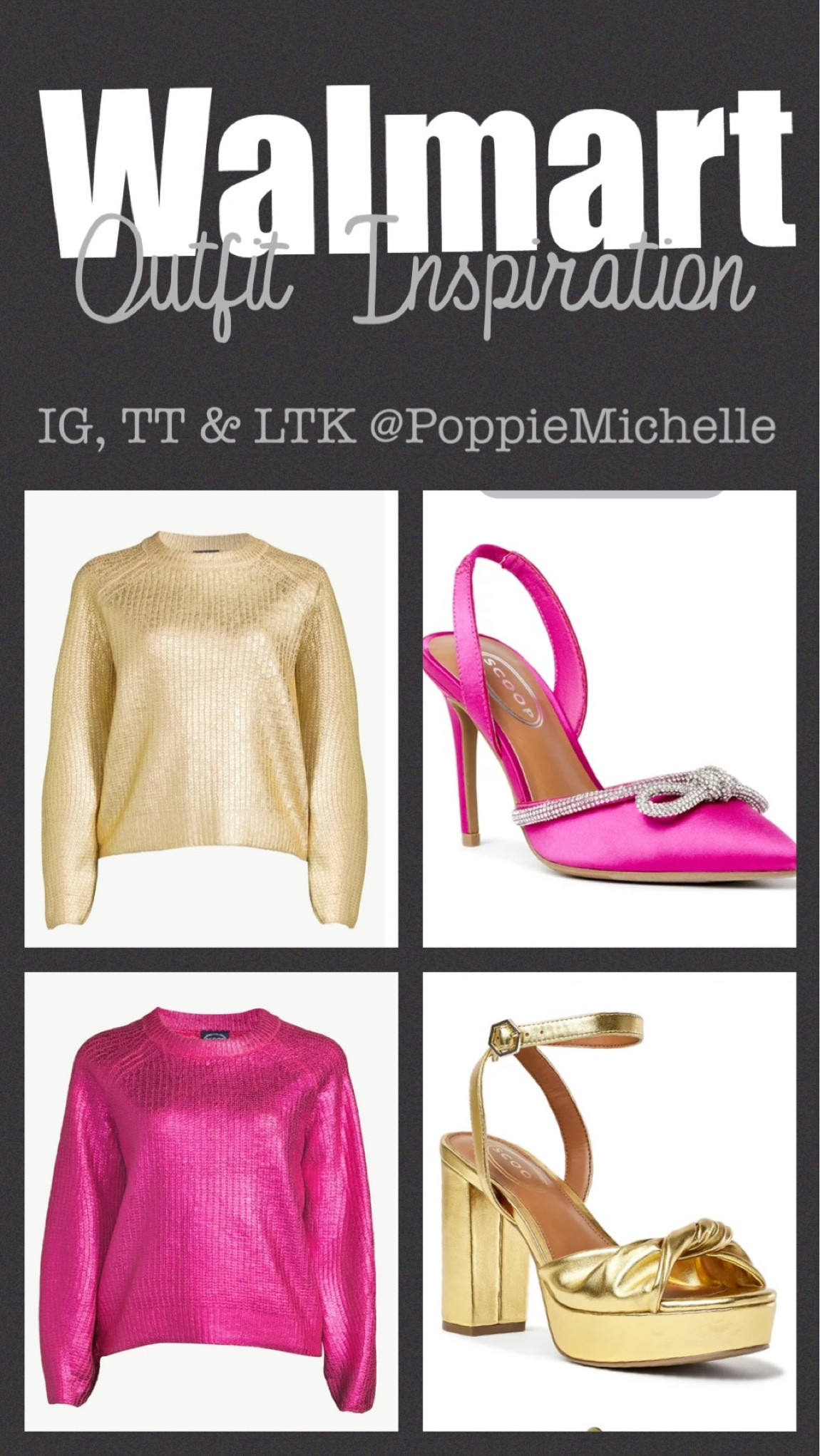 Walmart fashion Walmart outfit Walmart style Walmart high heel shoes hot pink high heel shoes holiday party shoes metallic gold block heel high heel shoes chunk heel high heel shoes gold high heel shoes metallic gold sweater metallic pink sweater holiday outfits Christmas party outfit New Year’s Eve party outfit girls night outfit Christmas party outfit holiday party outfit

#LTKunder50 #LTKfit #LTKshoecrush