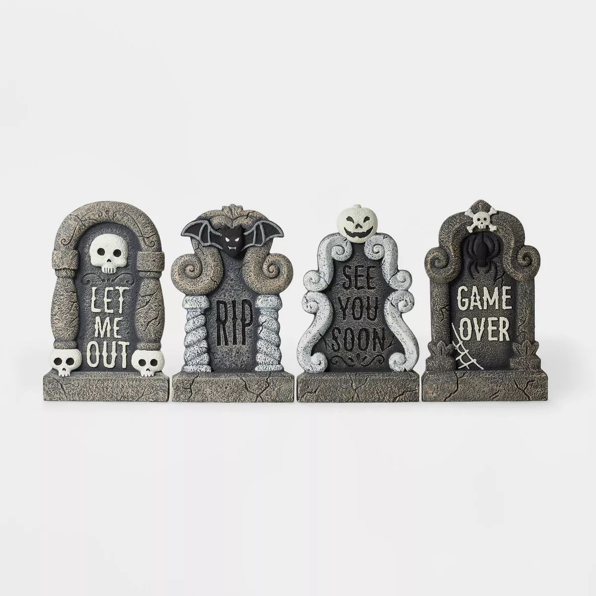 4pk Black and White Foam Halloween Decorative Tombstone Set - Hyde & EEK! Boutique™ | Target