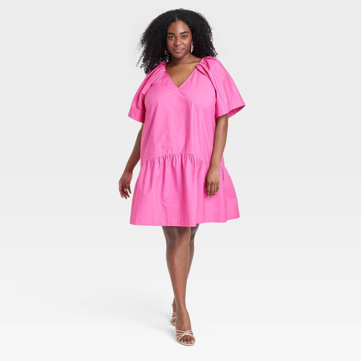 Women's Flutter Short Sleeve Mini Poplin Dress - A New Day™ | Target