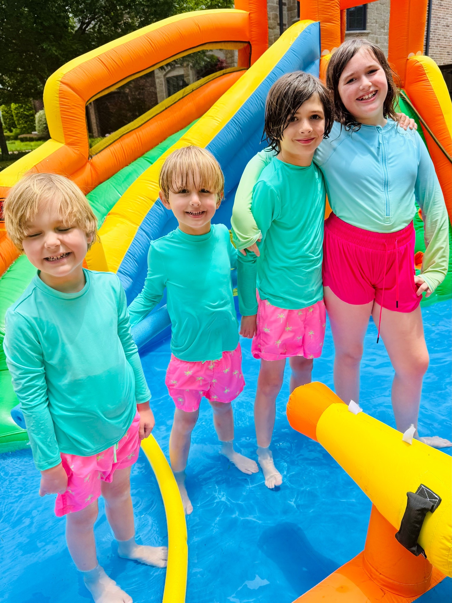 Did a deep dive of Target boys’ bathing suits the other night and found some really cute ones. These hot pink swim trunks and green rash guards are giving Palm Beach/Lilly Pulitzer vibes, but at a budget friendly price point. 

Also tagging our water bounce house. This thing has taken a licking and kept on ticking over the years. Definitely a summer purchase you’ll get your money’s worth from. 

#LTKFamily #LTKKids #LTKSwim