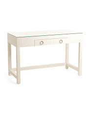 48in Woven Raffia Desk With Glass Table Top | Marshalls