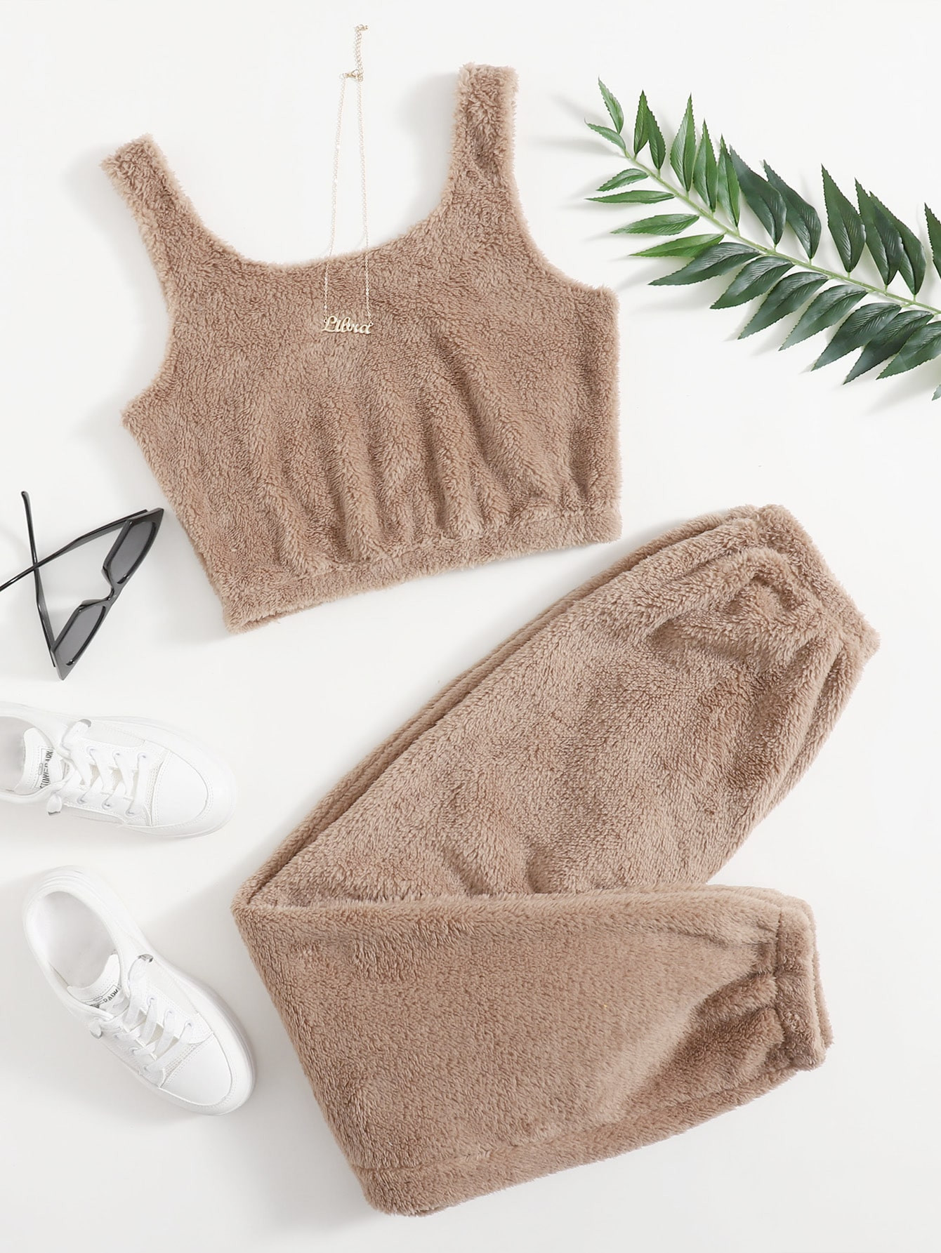 Solid Flannel Lounge Set | SHEIN