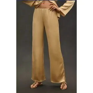 NWT Anthropologie Mare Mare Pleated Satin Golden Yellow Pants - Small | Poshmark