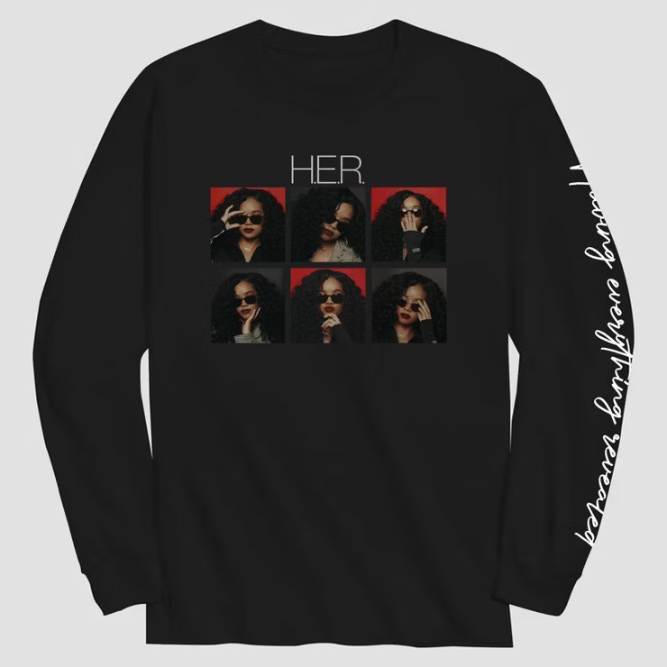 Men's H.E.R. Long Sleeve Graphic T-Shirt - Black | Target