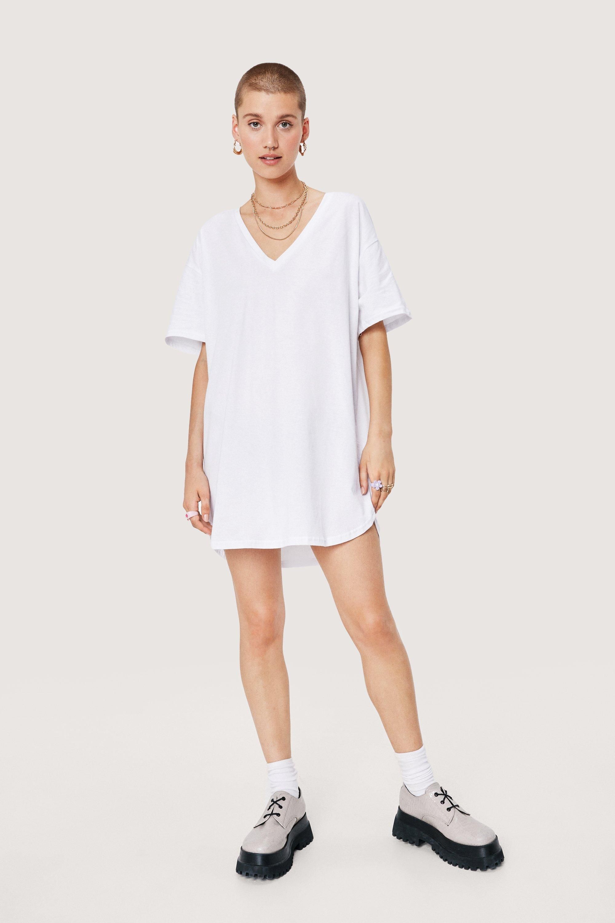 Slouchy V Neck Mini T-Shirt Dress | Nasty Gal (US)