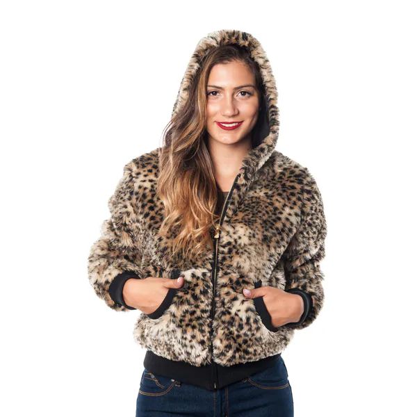 Special One Women's Leopard Print Faux Fur Lined 2-pocket Hooded Jacket | Bed Bath & Beyond