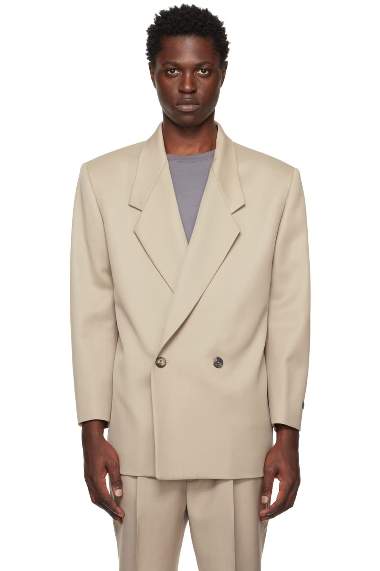 Fear of God - Beige Double-Breasted Blazer | SSENSE