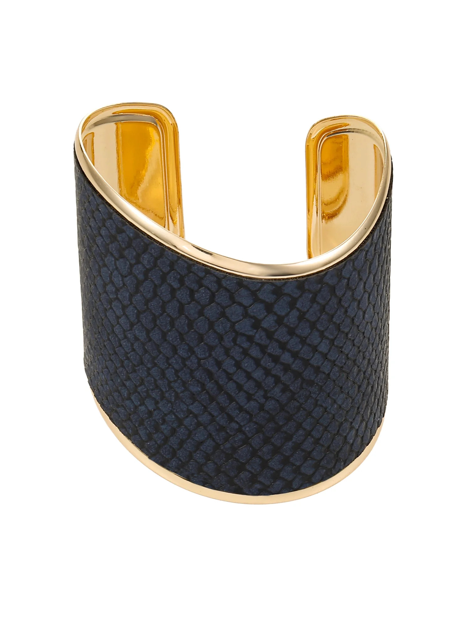 Time and Tru Goldtone and Faux Snake Cuff Bracelet, Navy Blue | Walmart (US)