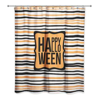 Happy Halloween Stripes Shower Curtain By Designs Direct in Black/Orange/White | 71" x 74" | Michaels® | Michaels Stores