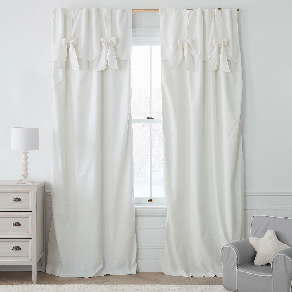 Evelyn Linen Blend Bow Valance Blackout Curtain | Pottery Barn Teen