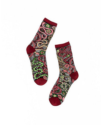 Sock Candy Women's Serpentine Floral Black Sheer Sock - Macy's | Macy's