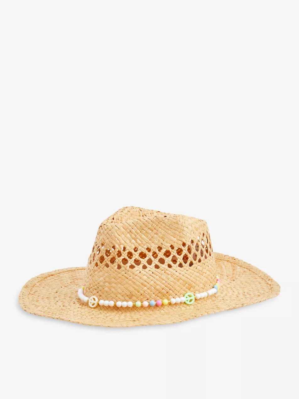 Peace and Love bead-embellished straw cowboy hat | Selfridges