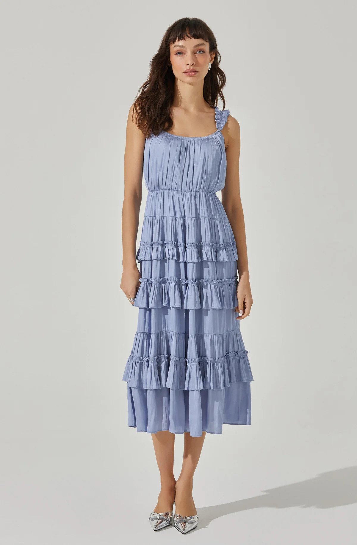Satin Tiered Midi Dress | ASTR The Label (US)