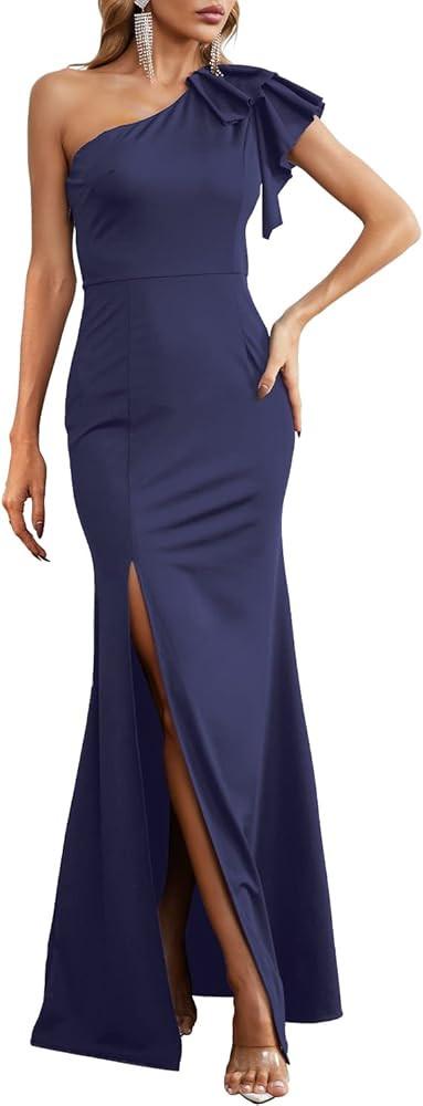 SouqFone Women Formal Prom Dress Sleeveless Ruffle Bodycon Cocktail Evening Wedding Slit Mermaid ... | Amazon (US)