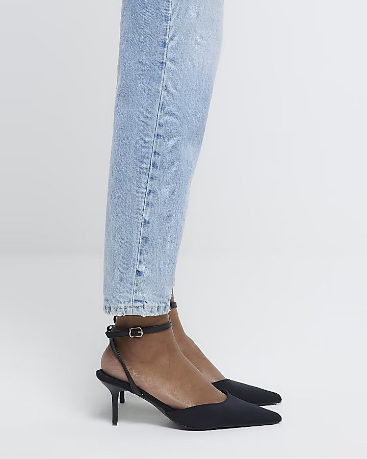Black pointed heeled court shoes | River Island (US)