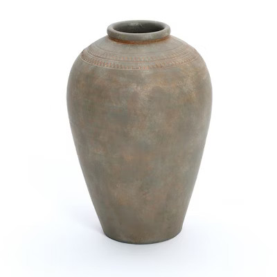 LuxenHome Rustic Ceramic Flower Vase, 14'' Brown Terracotta Urn Vases for Room Decor, Vintage Pottery Modern Farmhouse Floor Vase Home Decor | Target