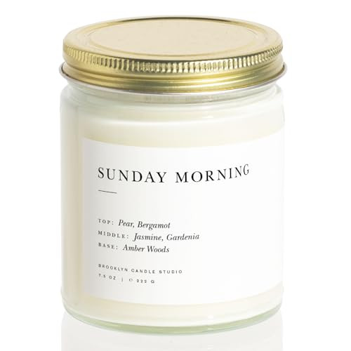 Brooklyn Candle Studio Sunday Morning Jar Candle - Luxury Scented Candle, Vegan Soy Wax, Hand Pou... | Amazon (US)