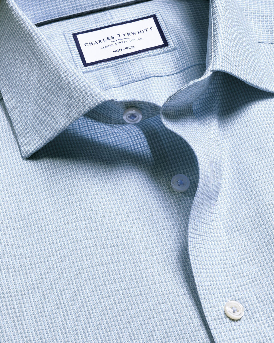Non-Iron Stretch Burlington Weave Shirt - Sky Blue | Charles Tyrwhitt