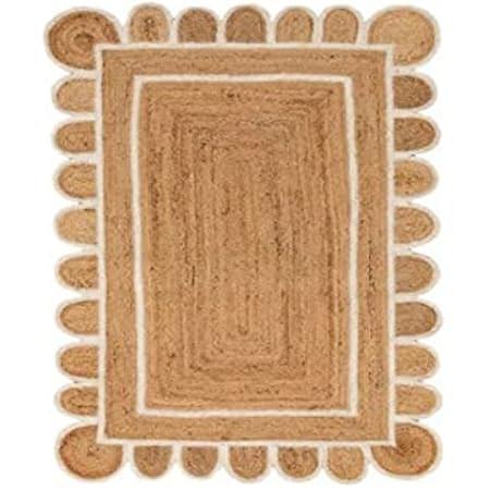 Gautam International Scalloped Natural Jute Area Rug, Natural Color (8'X10') | Amazon (US)