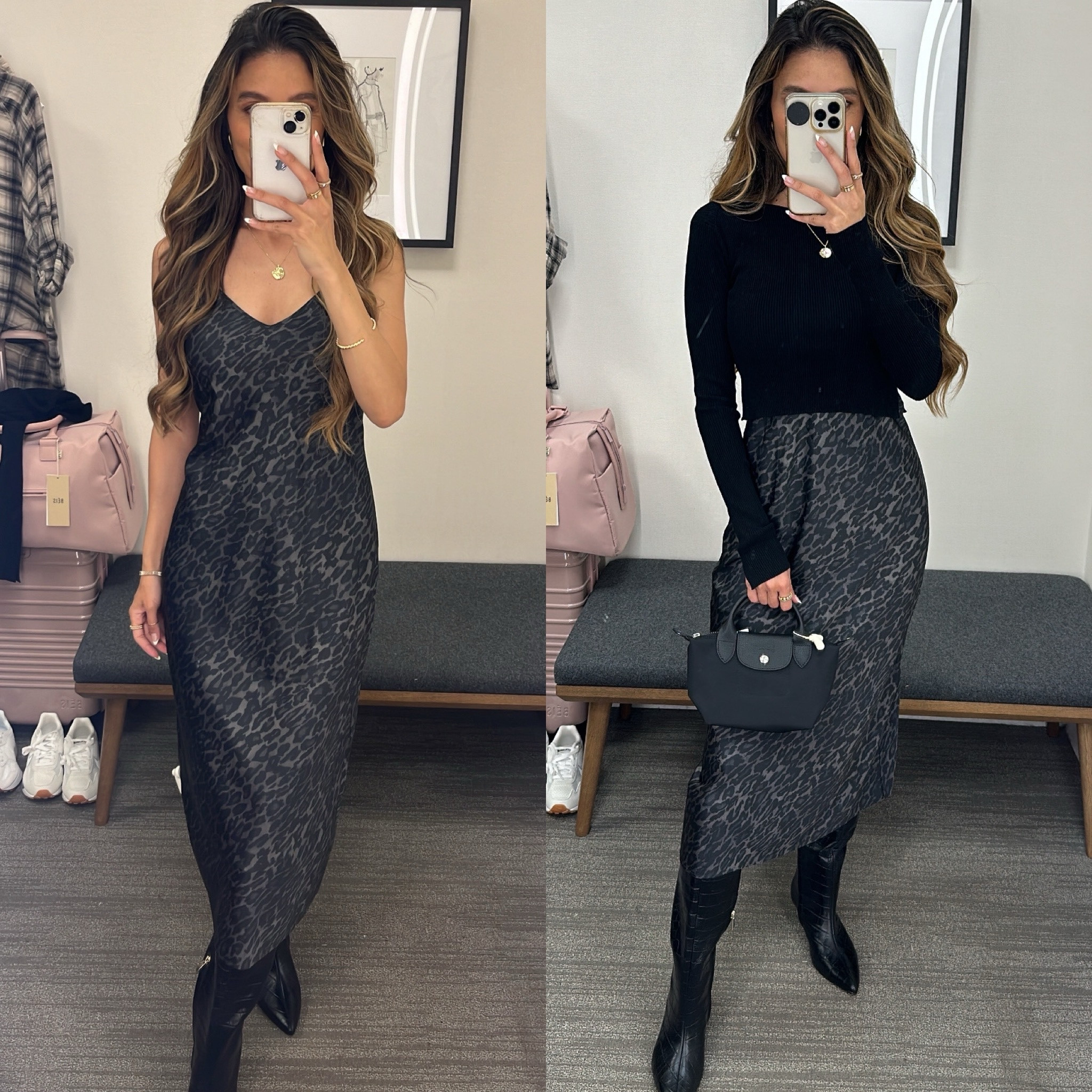 This gorgeous dress comes as a set and is $120 off! This purse is also a crossbody! Wearing xs in dress and 8 in boots!

#LTKStyleTip #LTKxNSale #LTKShoeCrush