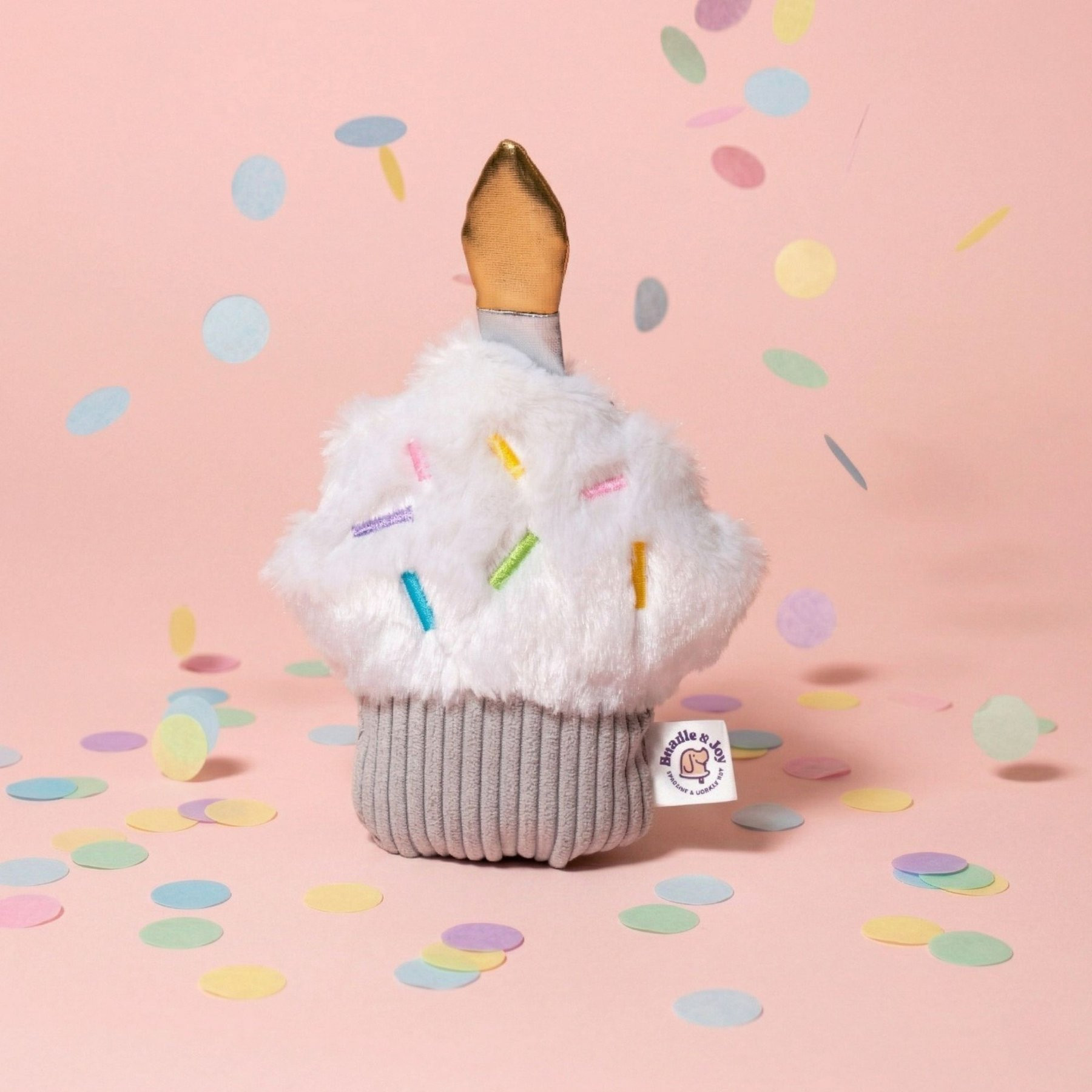 Bundle x Joy Celebration Cupcake Squeaky Plush Dog Toy, White | Chewy