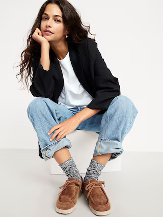 Faux-Suede Derby Boots for Women | Old Navy (US)