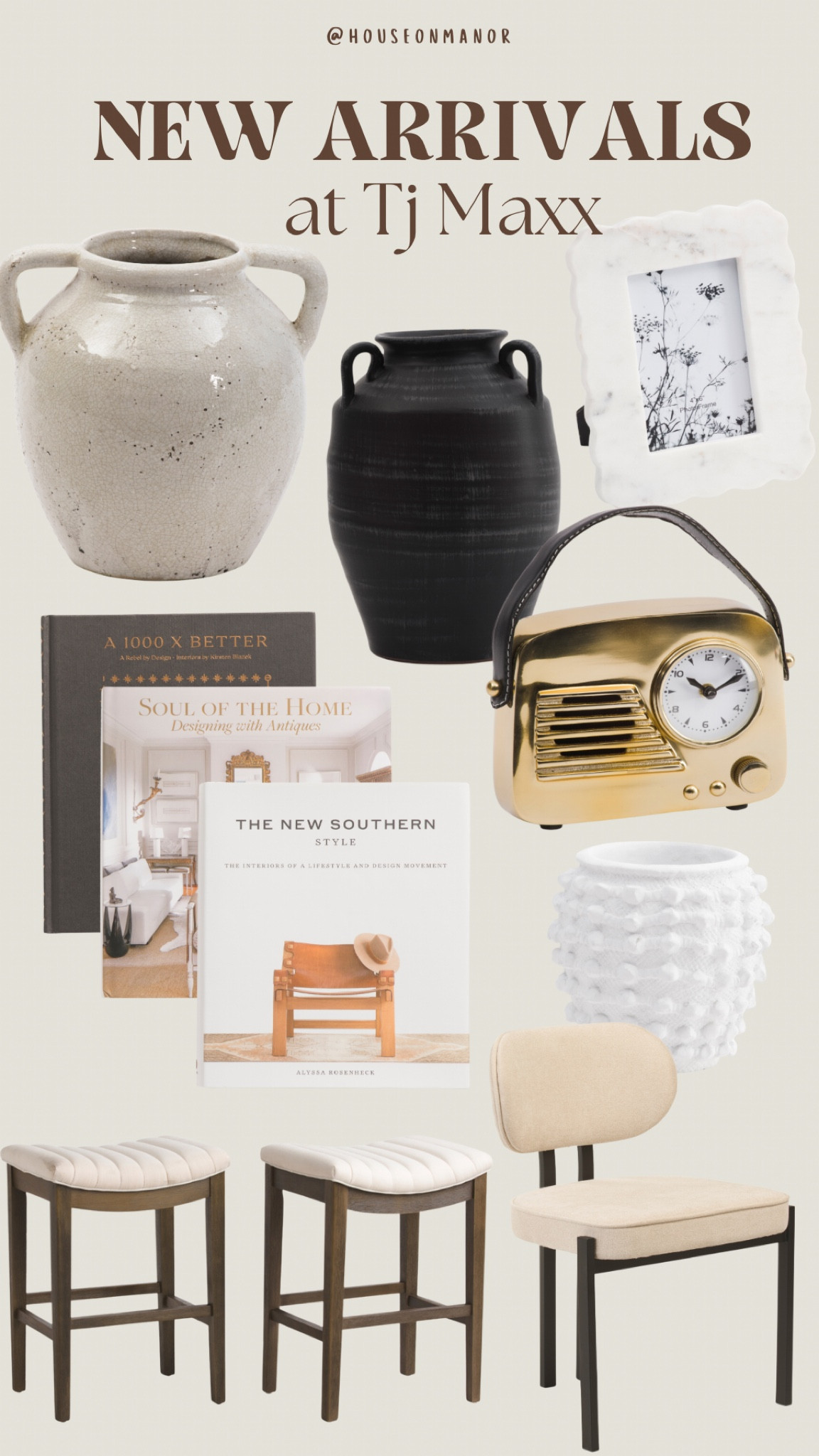 New arrivals at TJ Maxx!!


Cermaic vases, affordable vases, affordable coffee table books, minka pot dupe, marble frame, affordable counter stools, dining chair, vintage radio clock 

#LTKStyleTip #LTKHome #LTKFindsUnder100