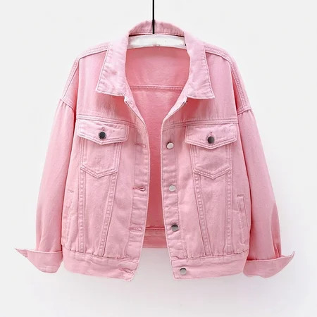 Homenesgenics Denim Jacket Women Pink Women Fall Warm Solid Long Sleeve Jacket Outerwear Pink S | Walmart (US)