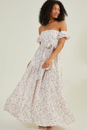 Marie Floral Maxi Dress in Ivory & Mauve | Altar'd State | Altar'd State