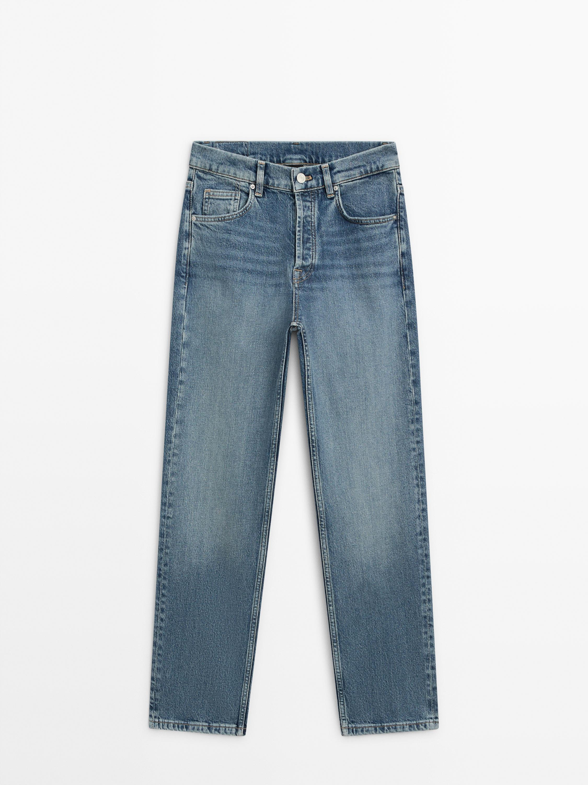 Bequeme Straight-Fit-Jeans mit halbhohem Mid-Rise-Bund | Massimo Dutti DE